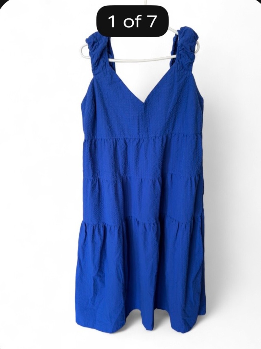 Old Navy Royal Blue Sleeveless V-Neck Tiered Midi Dress